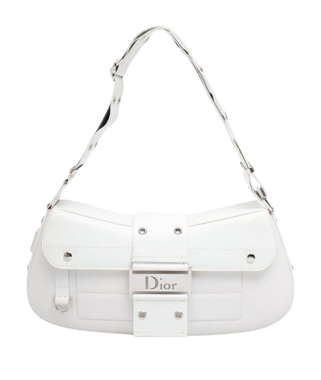 CHRISTIAN DIOR Белая кожаная сумка с короткими ручками, фото 1