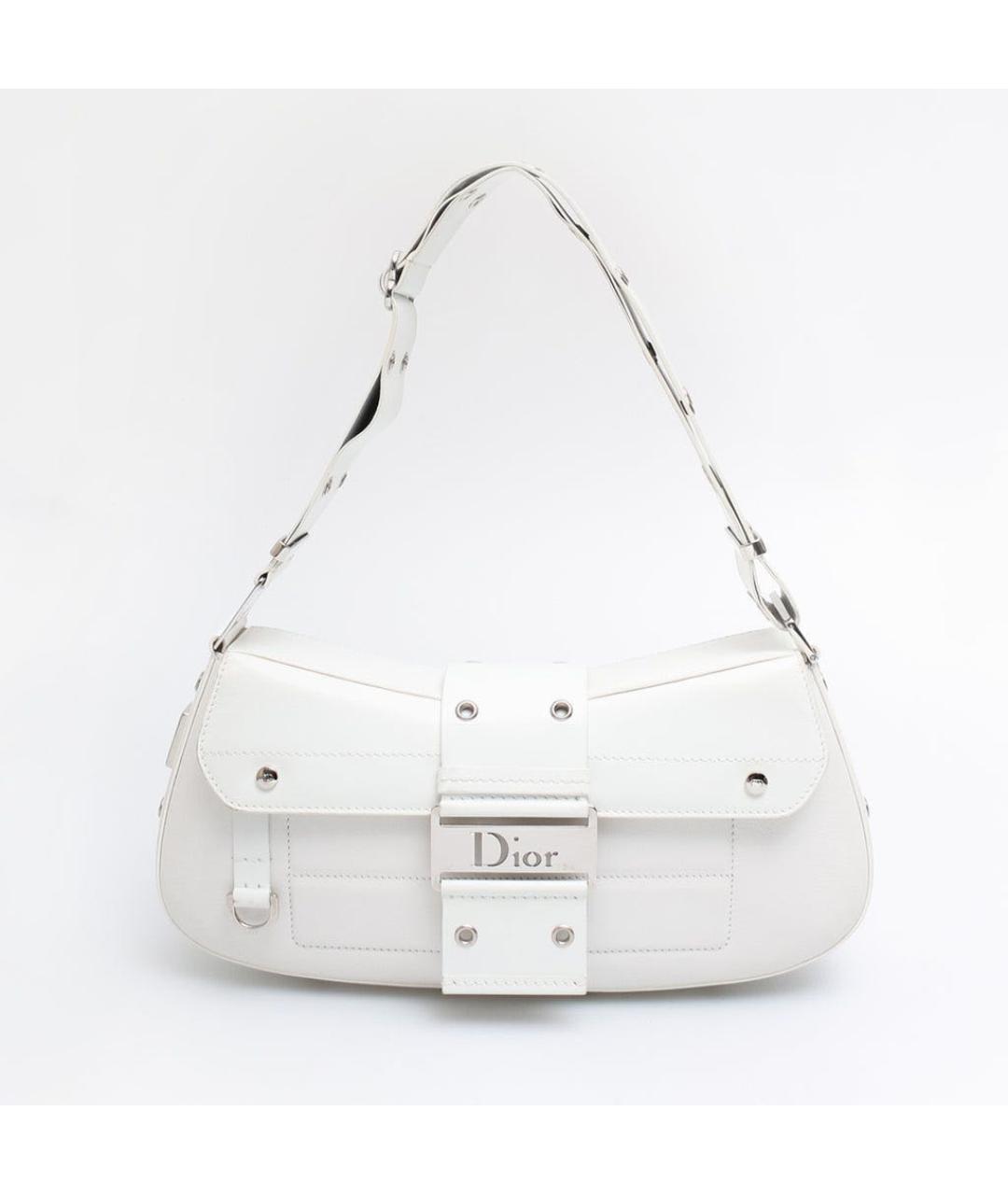 CHRISTIAN DIOR Белая кожаная сумка с короткими ручками, фото 9