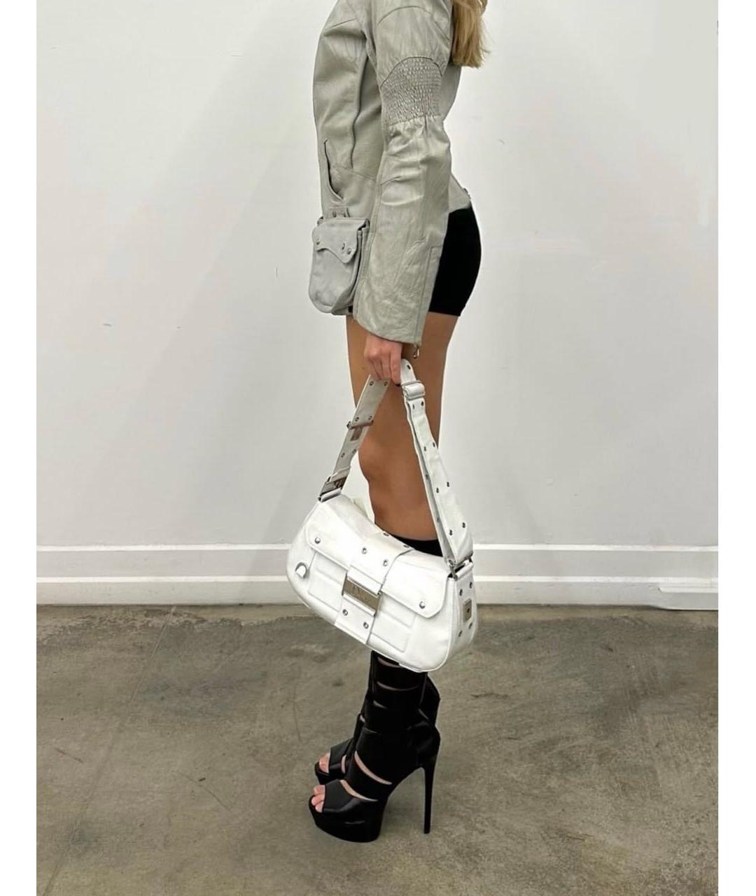 CHRISTIAN DIOR Белая кожаная сумка с короткими ручками, фото 7