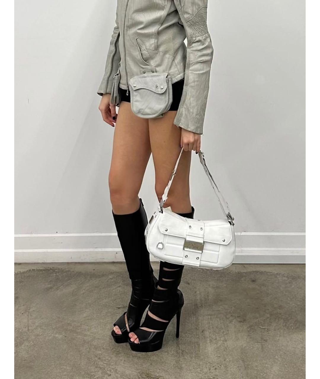 CHRISTIAN DIOR Белая кожаная сумка с короткими ручками, фото 8