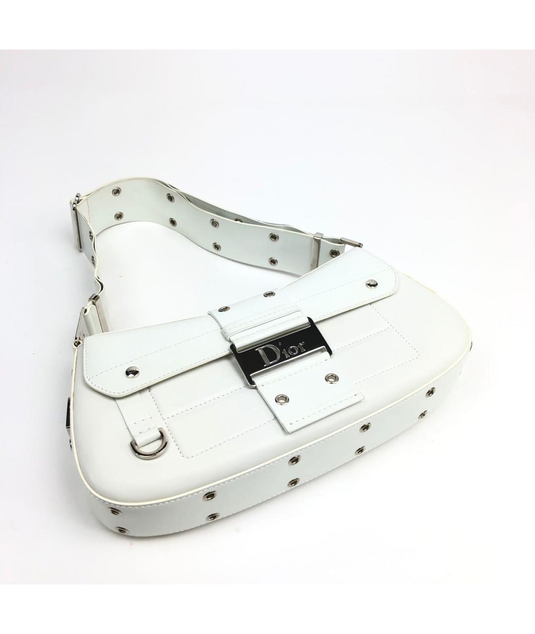 CHRISTIAN DIOR Белая кожаная сумка с короткими ручками, фото 4