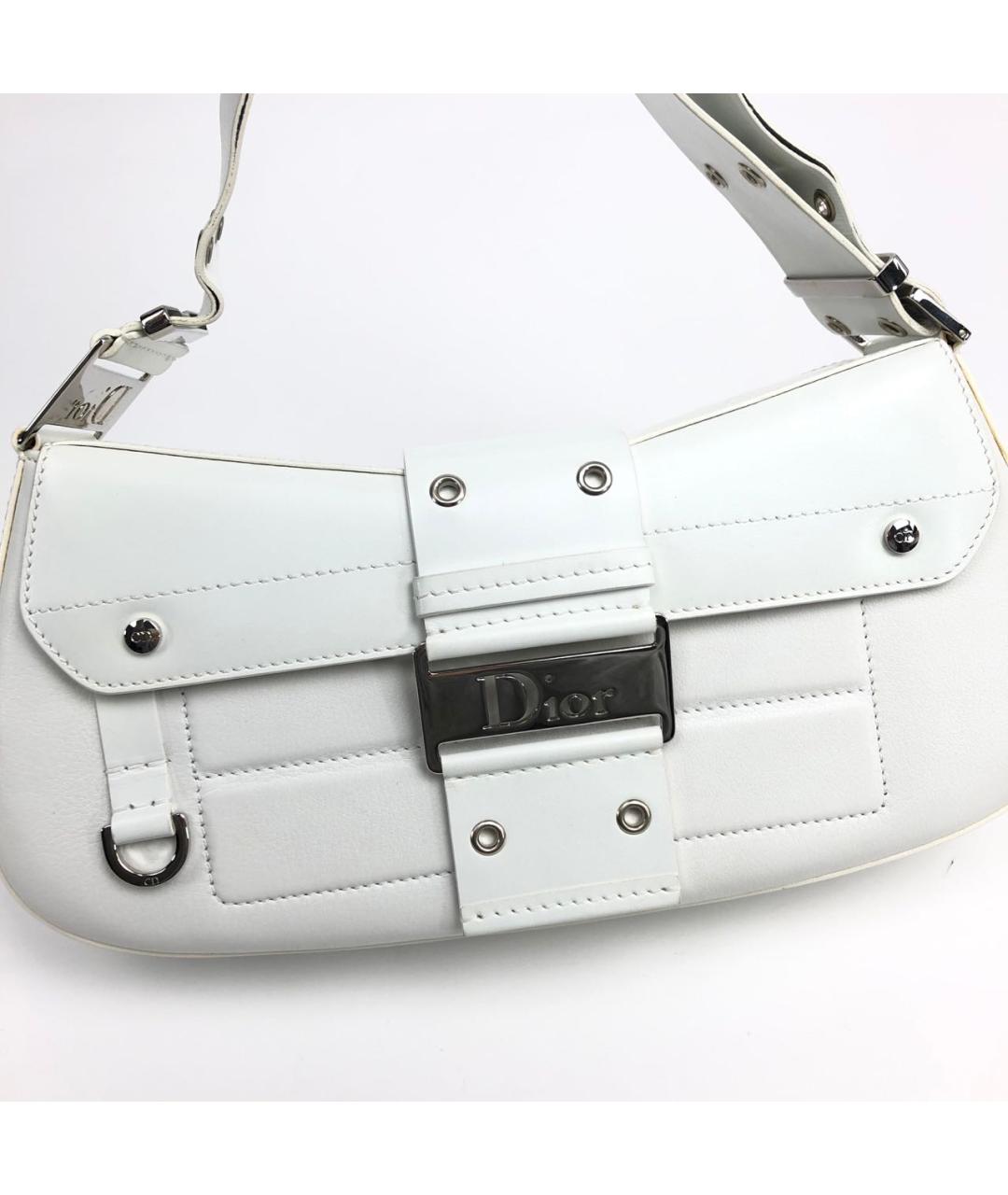 CHRISTIAN DIOR Белая кожаная сумка с короткими ручками, фото 2
