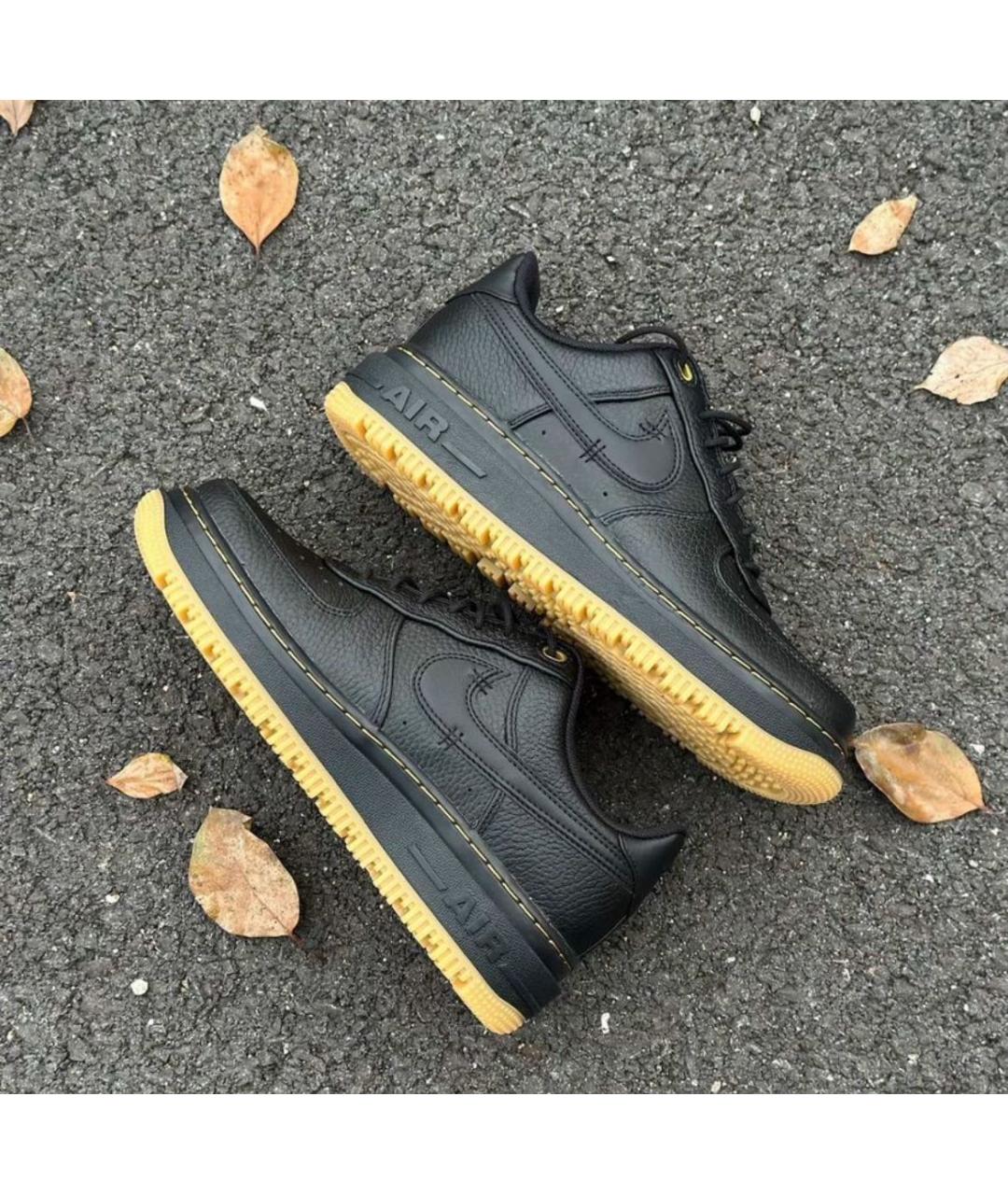 NIKE Черные кожаные низкие кроссовки / кеды, фото 4