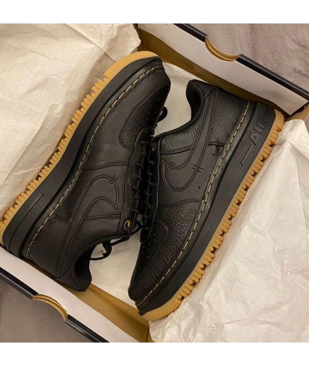 NIKE Черные кожаные низкие кроссовки / кеды, фото 2