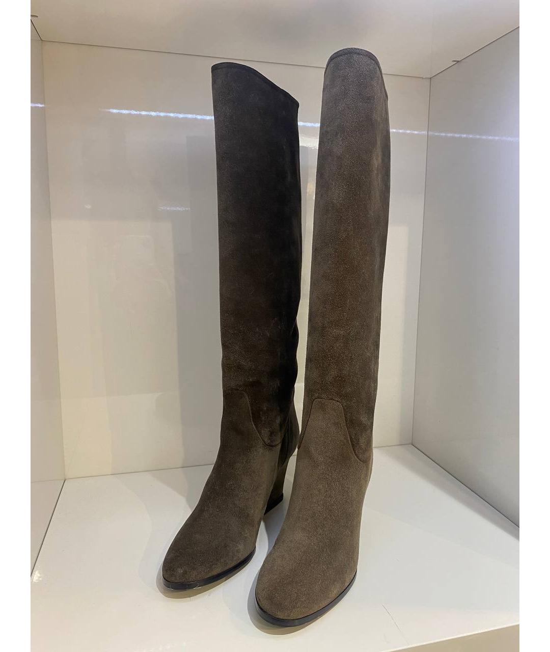 LANVIN Коричневые замшевые сапоги, фото 5