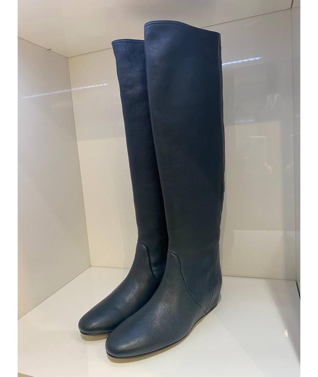 LANVIN Голубые кожаные сапоги, фото 2