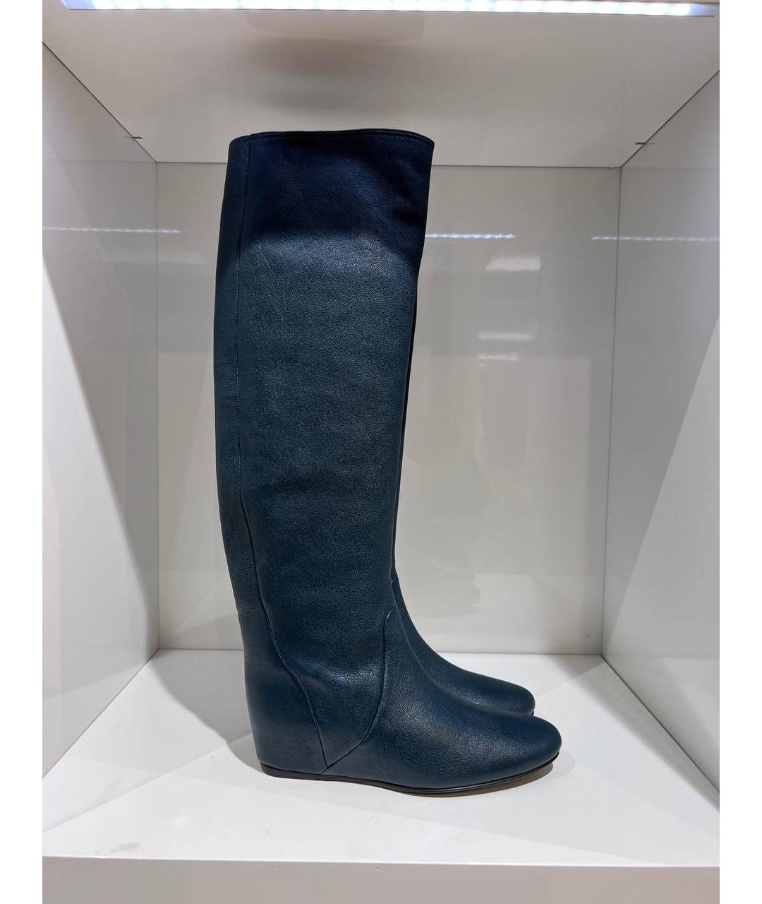 LANVIN Голубые кожаные сапоги, фото 3
