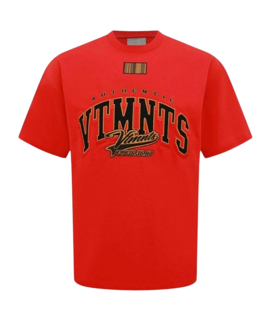 VETEMENTS Красная хлопковая футболка, фото 1
