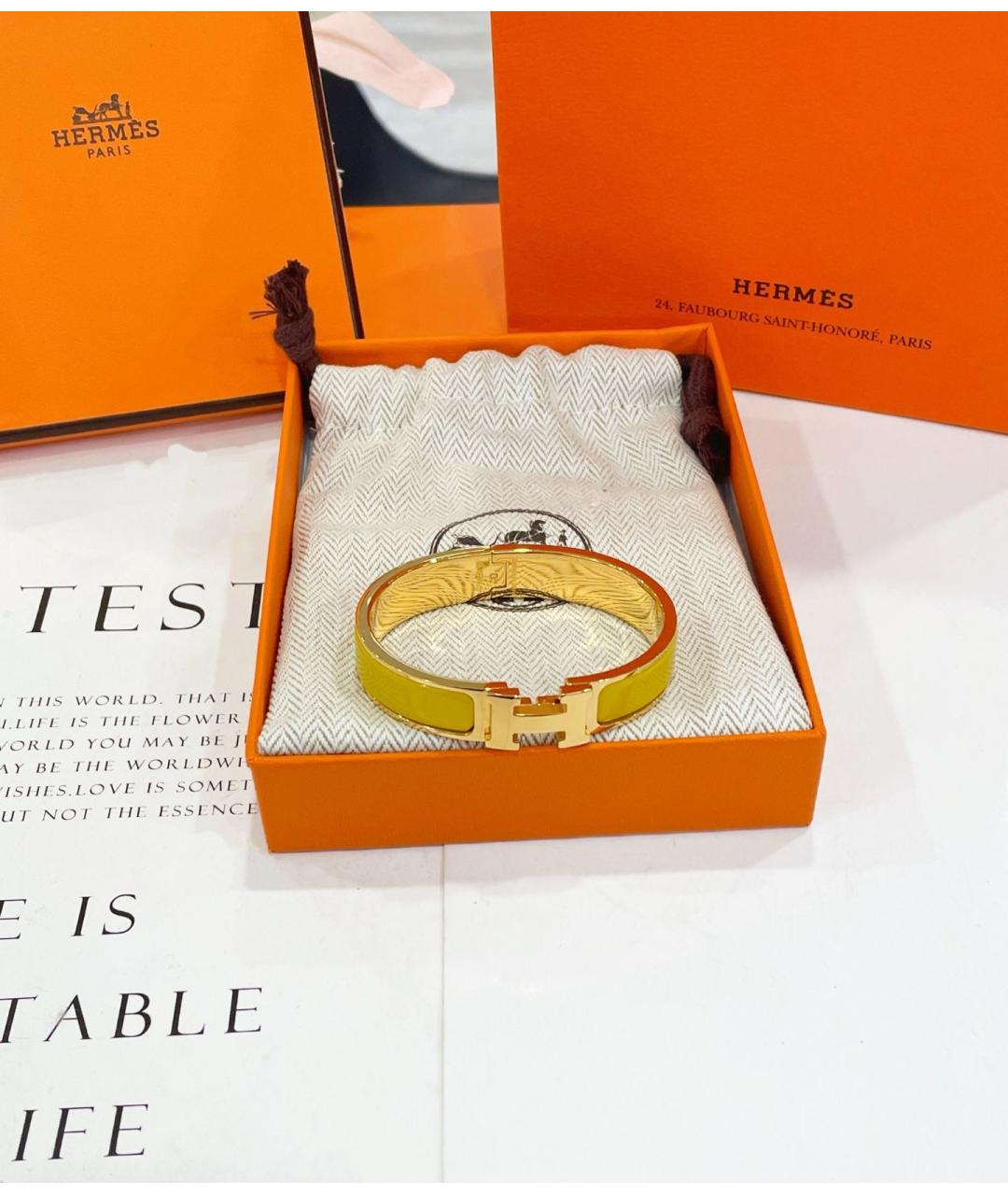 HERMES Горчичный металлический браслет, фото 2