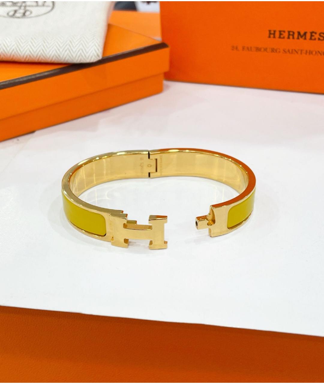 HERMES Горчичный металлический браслет, фото 4