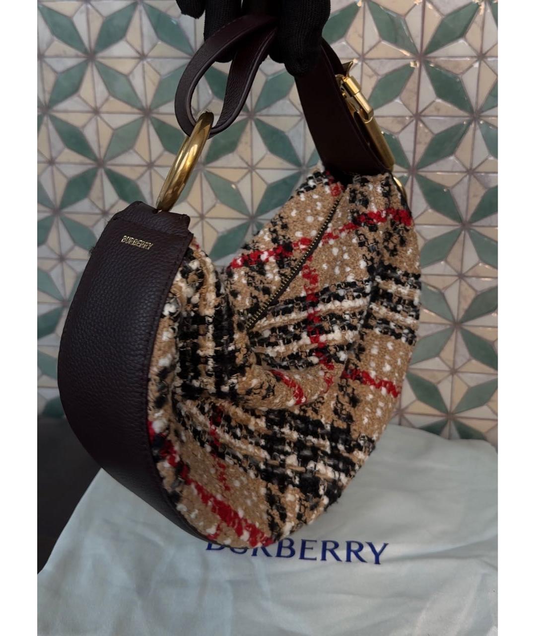 BURBERRY Бежевая твидовая сумка с короткими ручками, фото 2