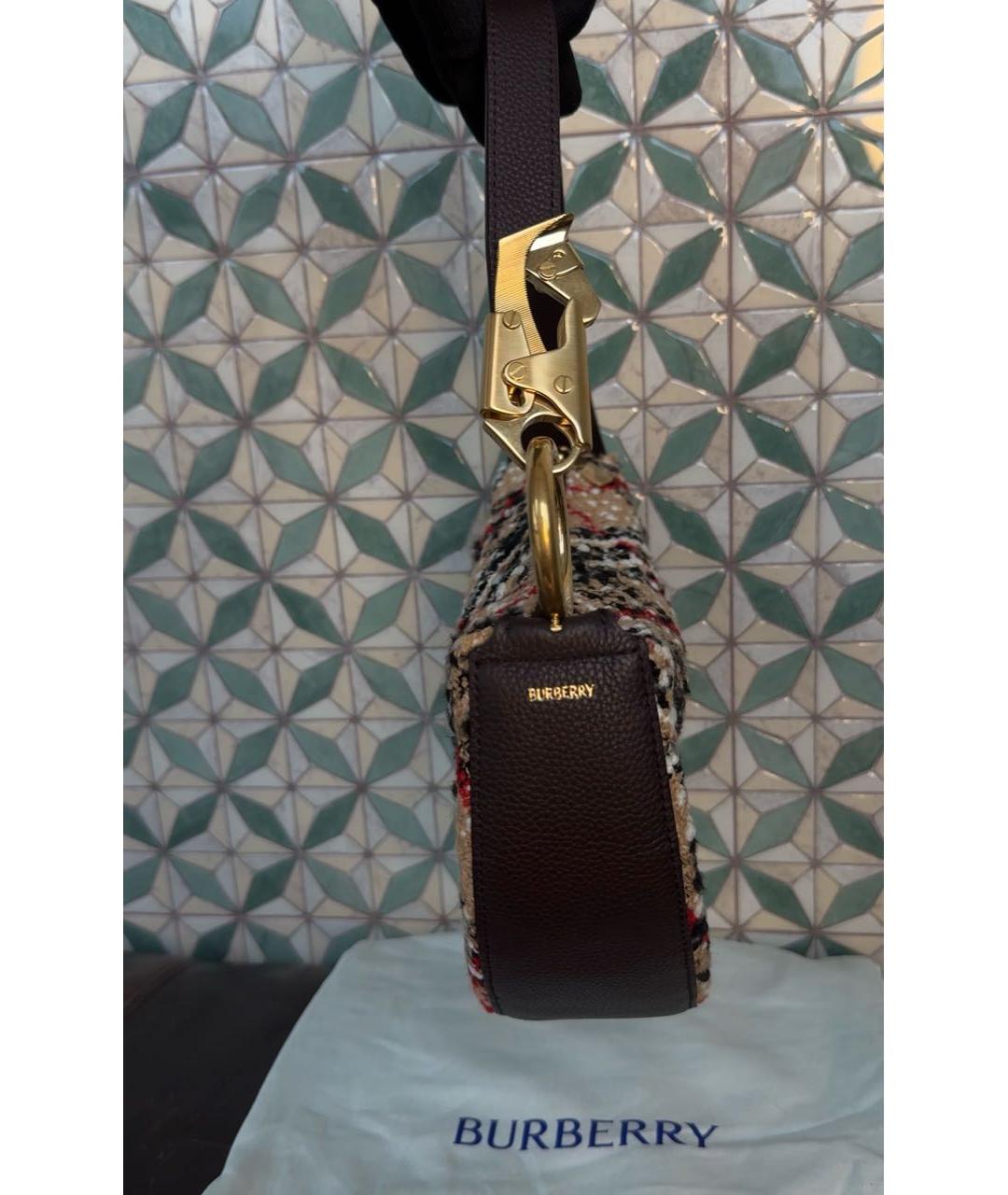 BURBERRY Бежевая твидовая сумка с короткими ручками, фото 8