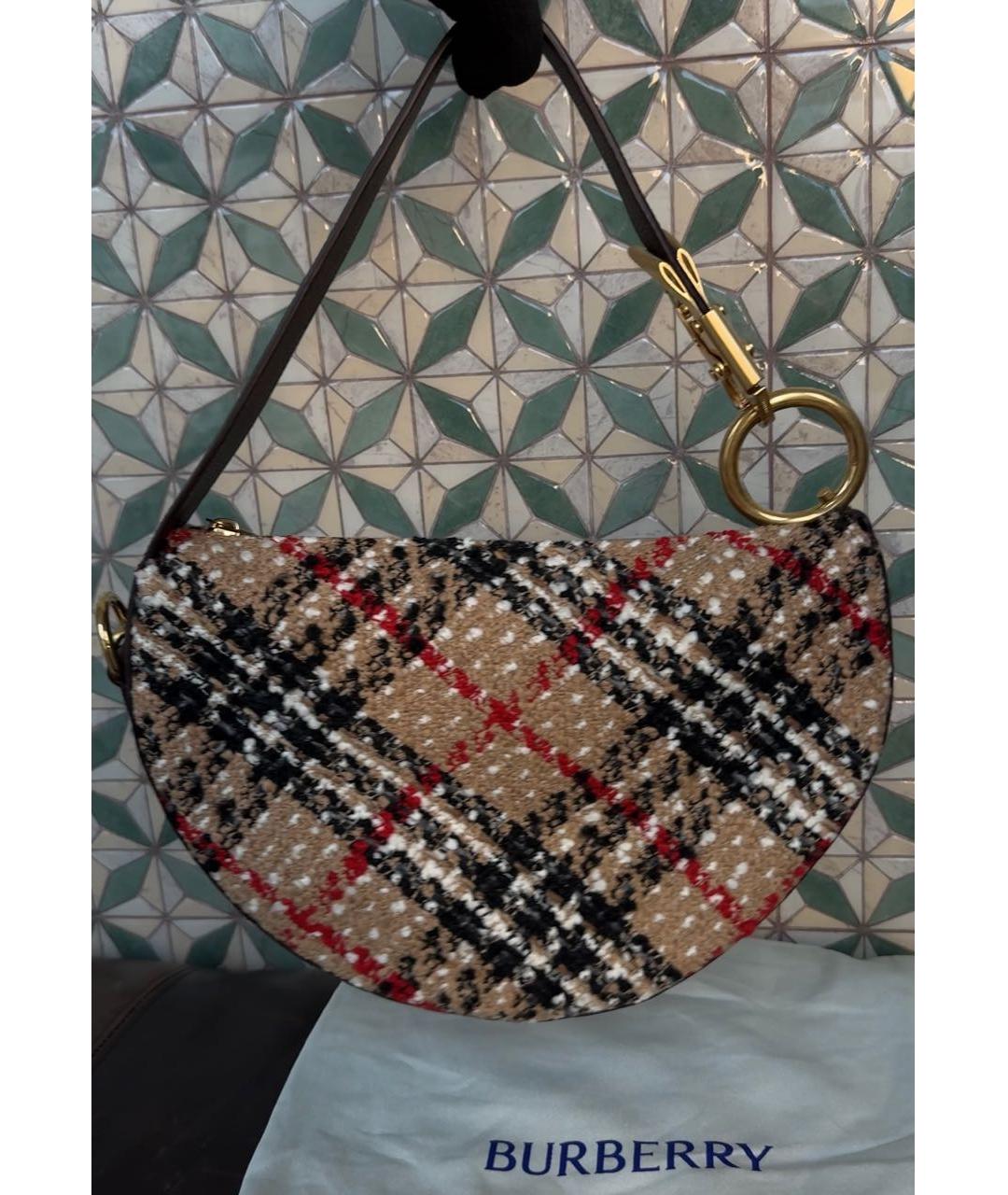 BURBERRY Бежевая твидовая сумка с короткими ручками, фото 7