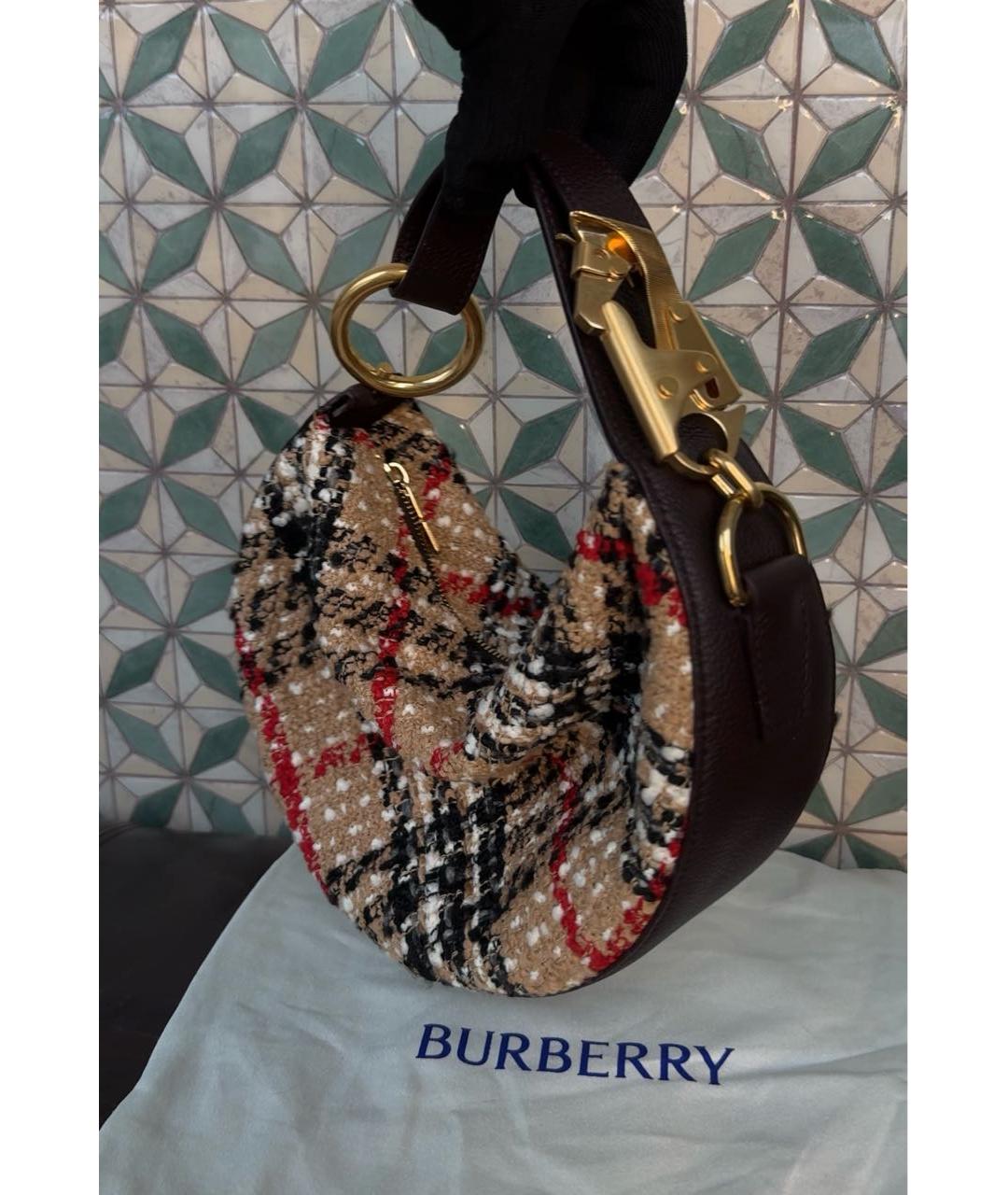 BURBERRY Бежевая твидовая сумка с короткими ручками, фото 3