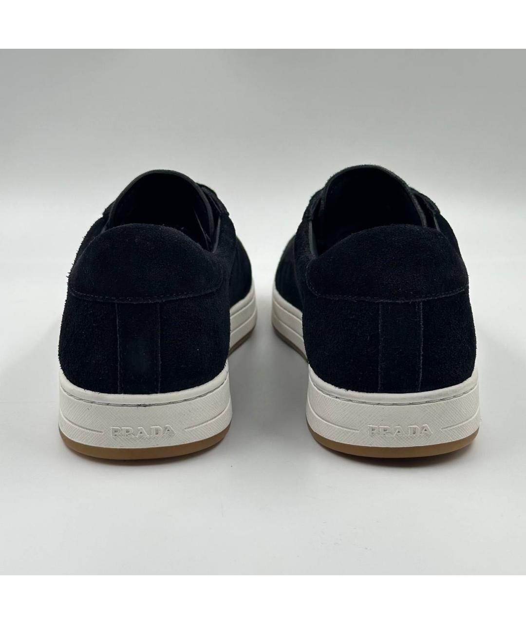 PRADA Черные замшевые низкие кроссовки / кеды, фото 5