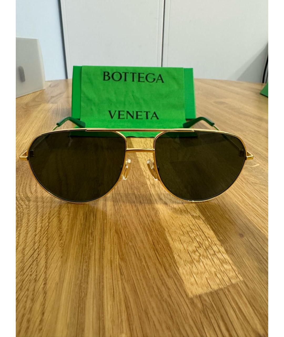 BOTTEGA VENETA Коричневые металлические солнцезащитные очки, фото 7