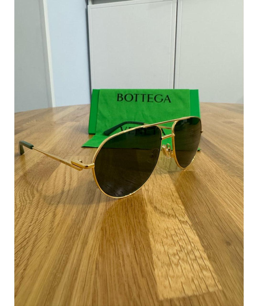 BOTTEGA VENETA Коричневые металлические солнцезащитные очки, фото 2