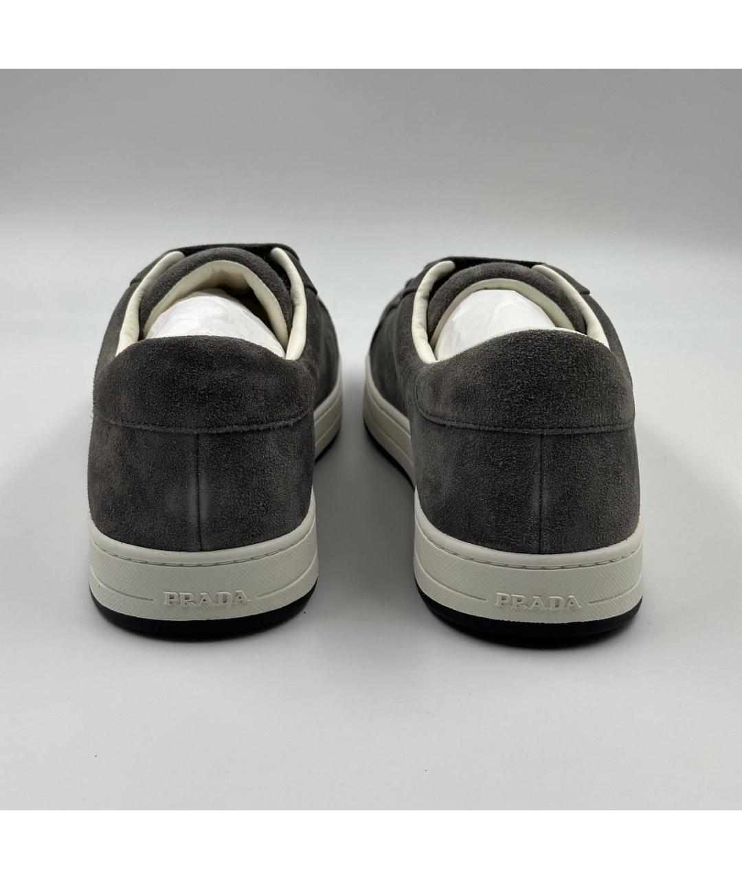 PRADA Серые замшевые низкие кроссовки / кеды, фото 5