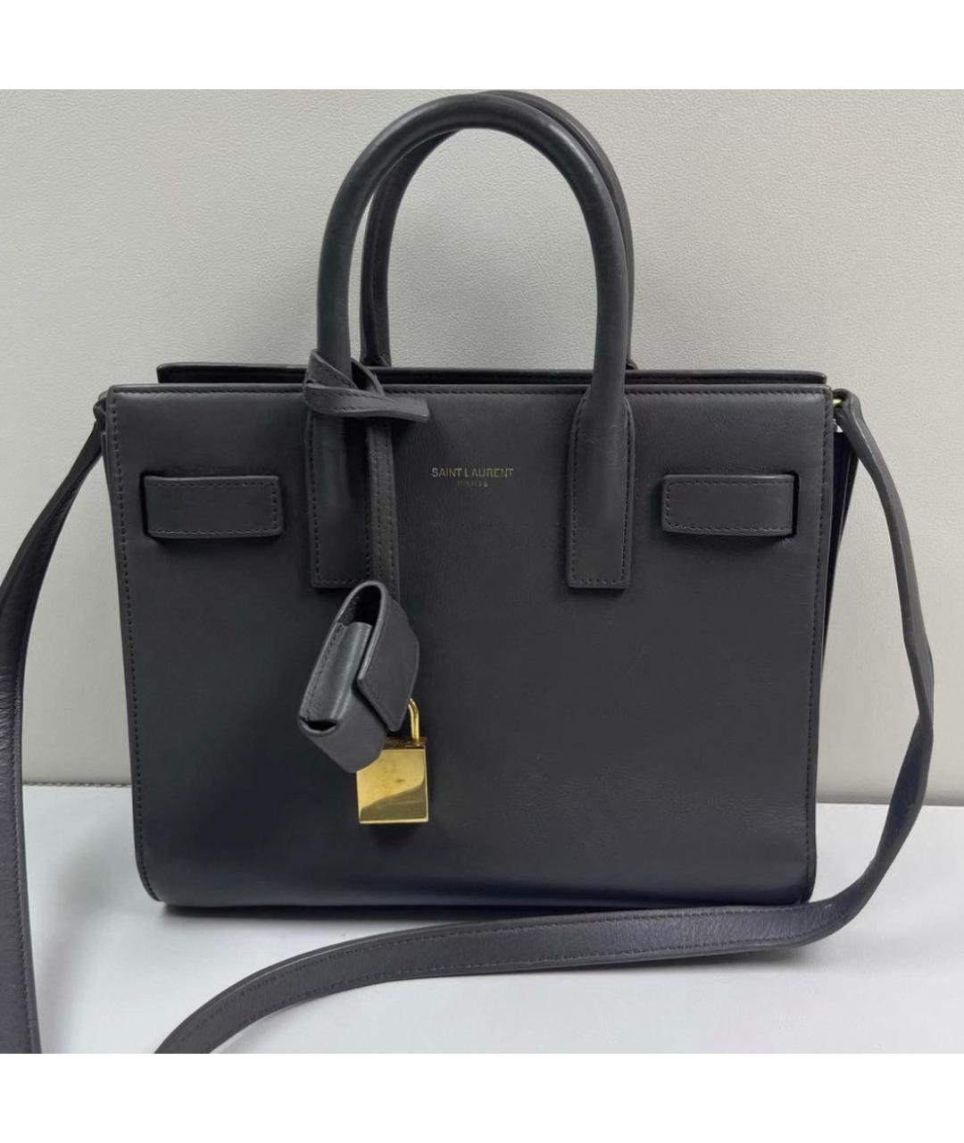 SAINT LAURENT Черная кожаная сумка через плечо, фото 2