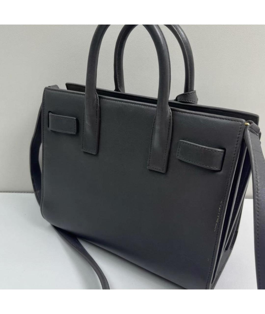 SAINT LAURENT Черная кожаная сумка через плечо, фото 3