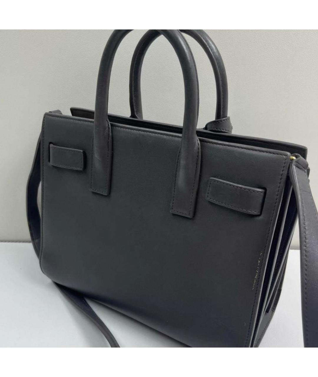 SAINT LAURENT Черная кожаная сумка через плечо, фото 5