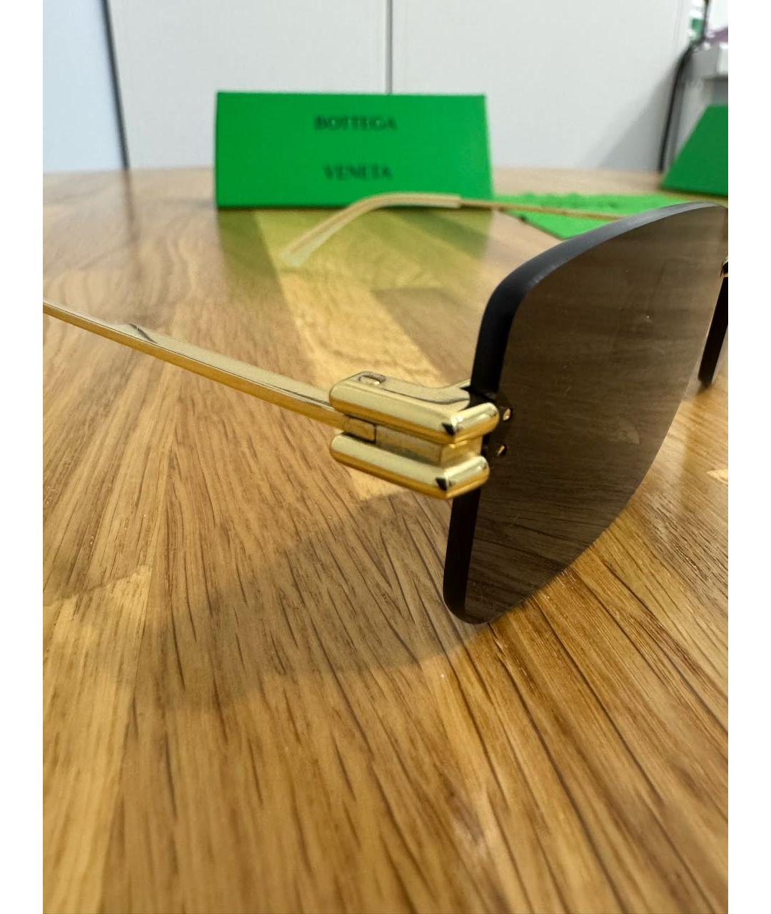BOTTEGA VENETA Коричневые металлические солнцезащитные очки, фото 3