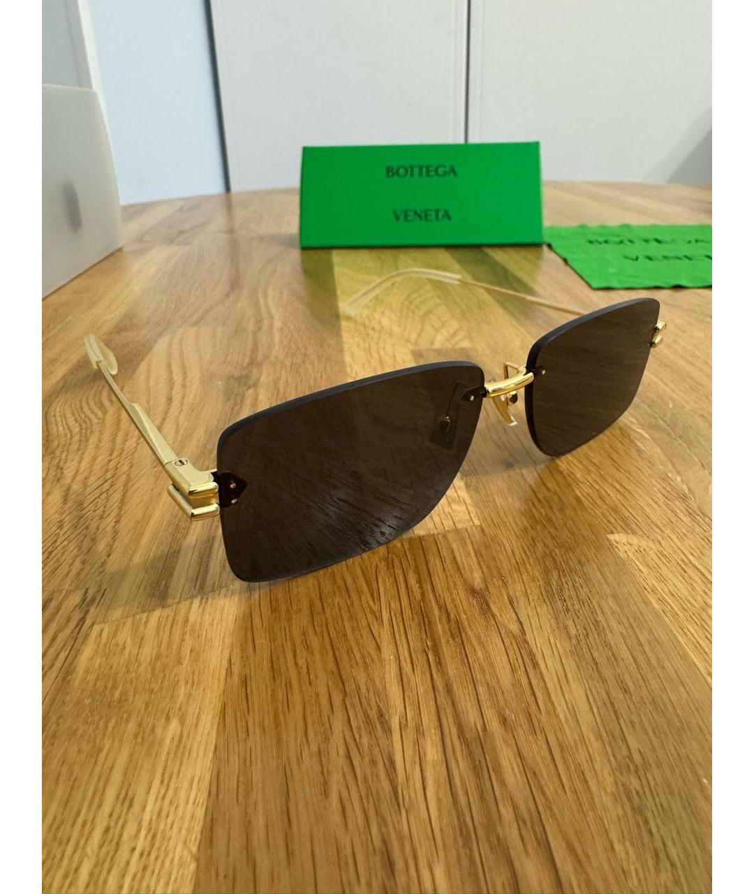 BOTTEGA VENETA Коричневые металлические солнцезащитные очки, фото 2