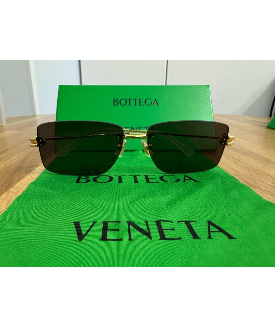 BOTTEGA VENETA Коричневые металлические солнцезащитные очки, фото 7