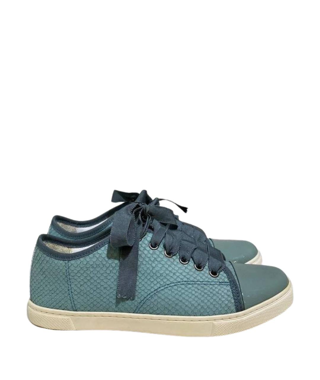 LANVIN Бирюзовые кожаные кеды, фото 1