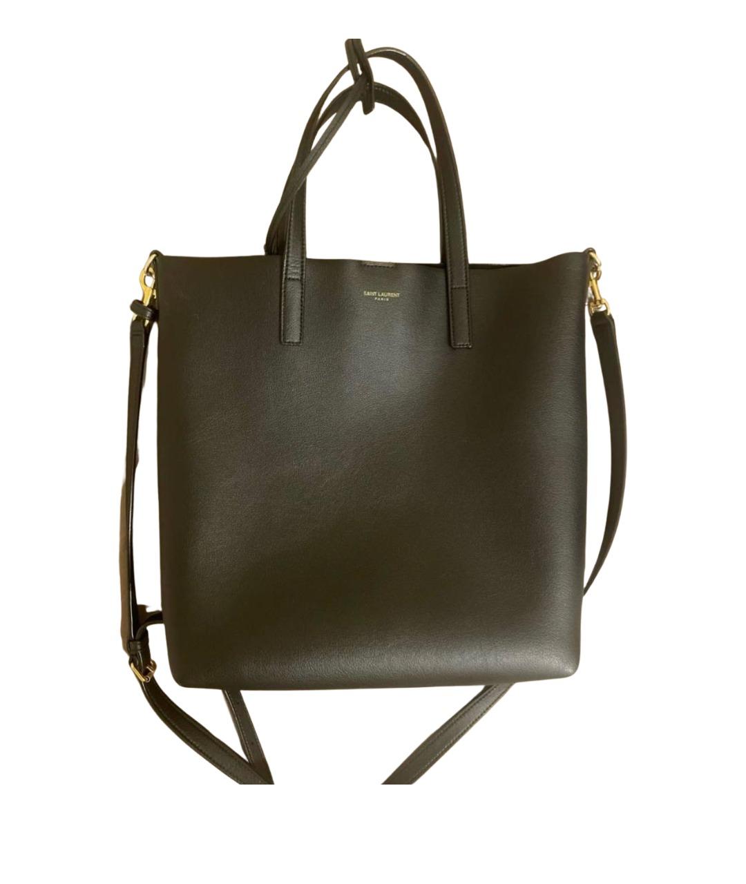 SAINT LAURENT Черная кожаная сумка с короткими ручками, фото 1