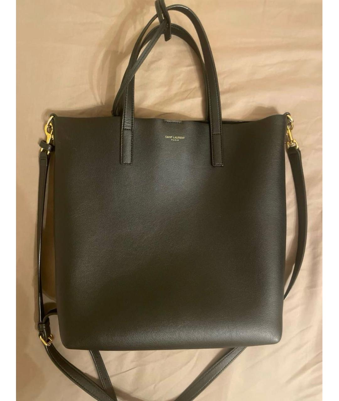 SAINT LAURENT Черная кожаная сумка с короткими ручками, фото 9