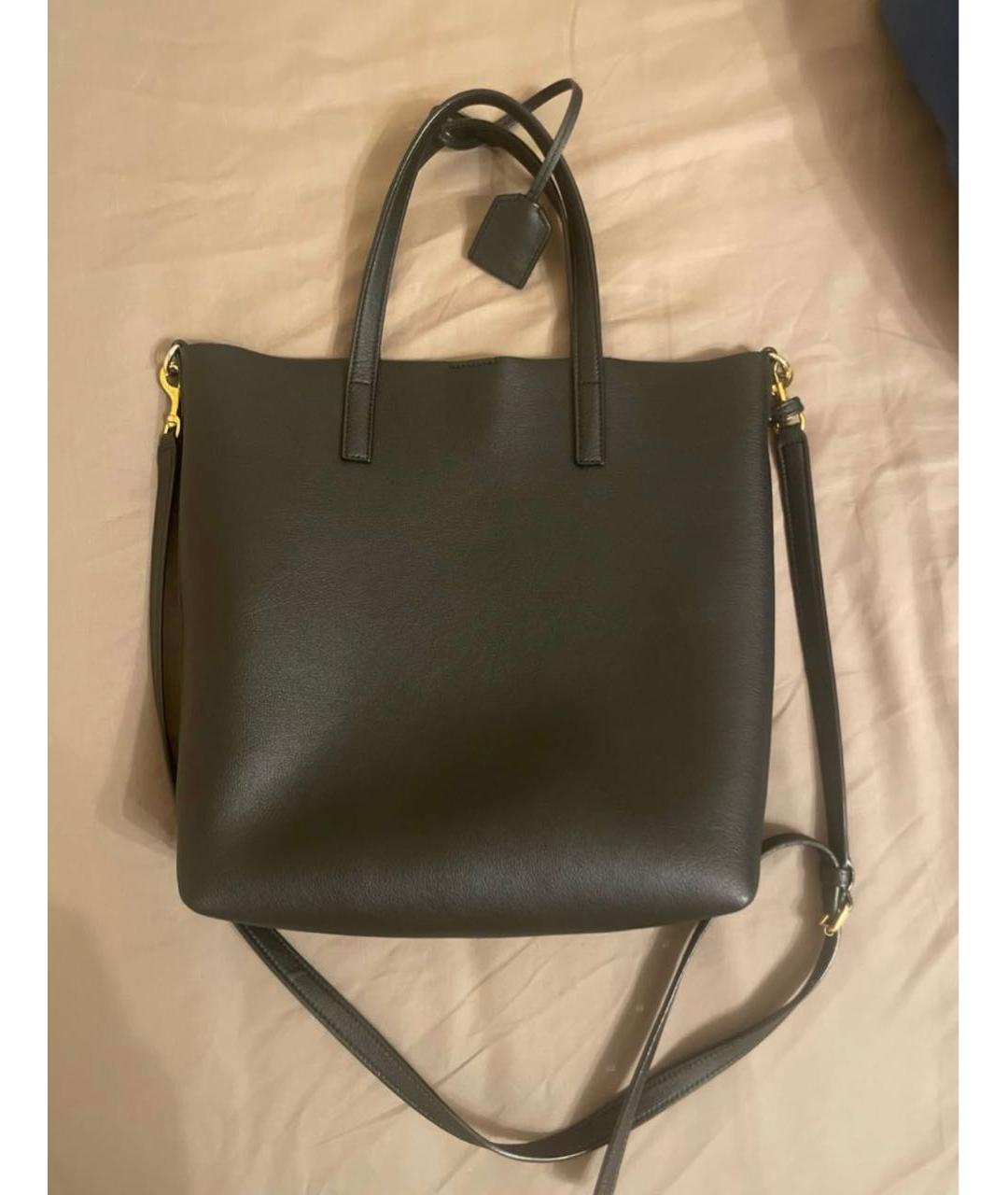 SAINT LAURENT Черная кожаная сумка с короткими ручками, фото 3