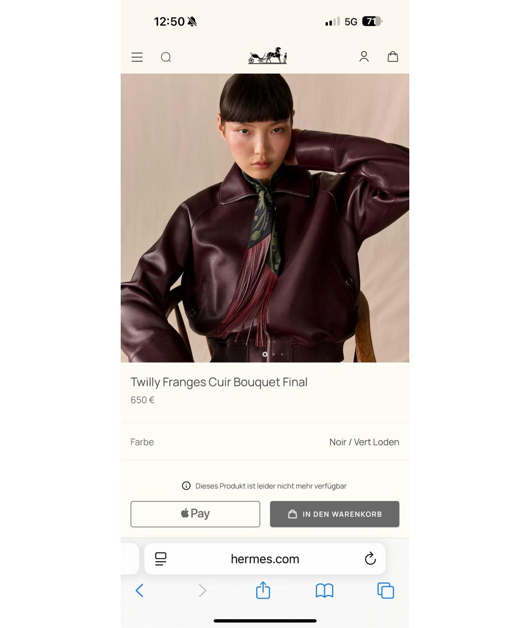 HERMES Бордовый шелковый шарф, фото 3