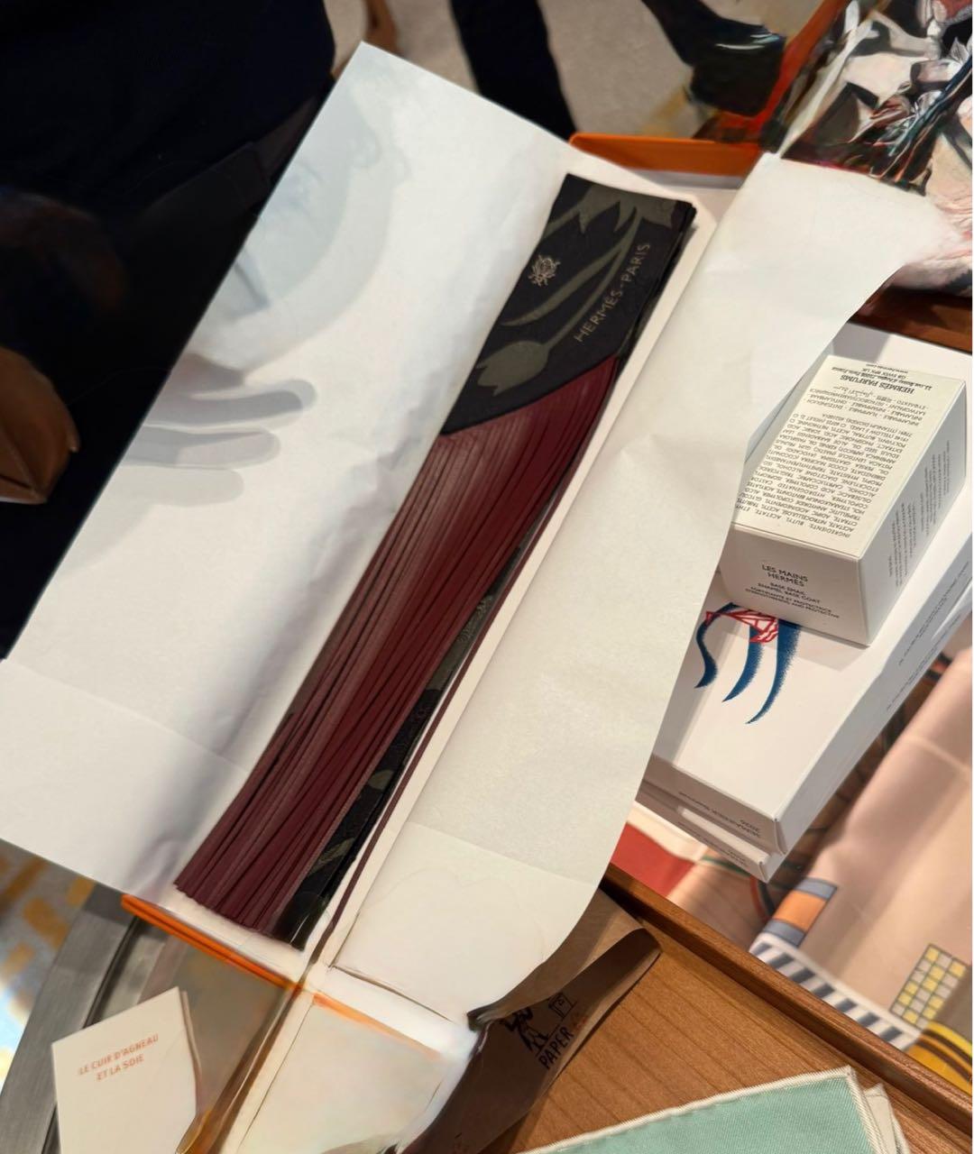 HERMES Бордовый шелковый шарф, фото 2