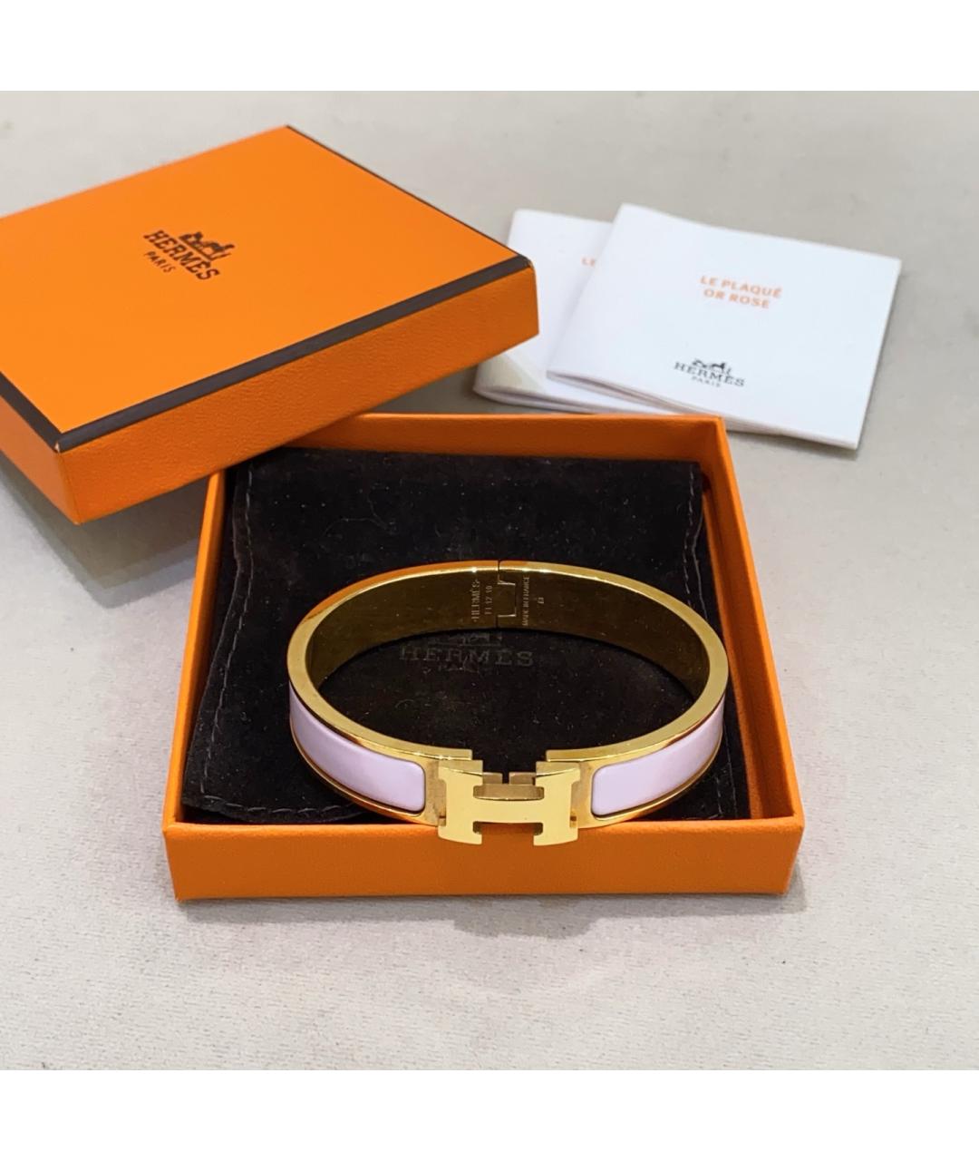 HERMES Розовый металлический браслет, фото 6