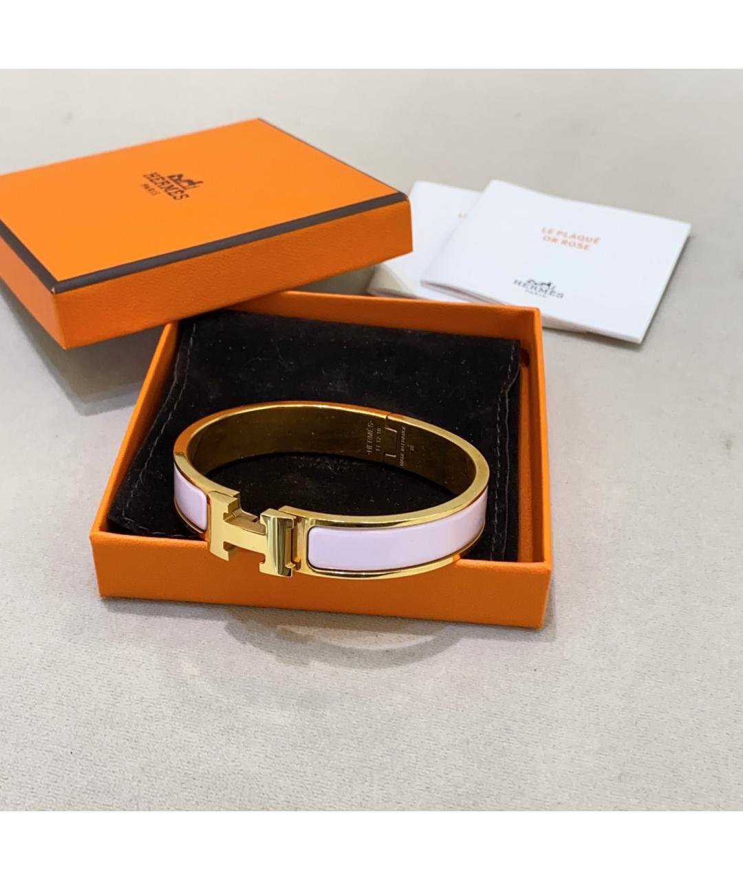 HERMES Розовый металлический браслет, фото 3