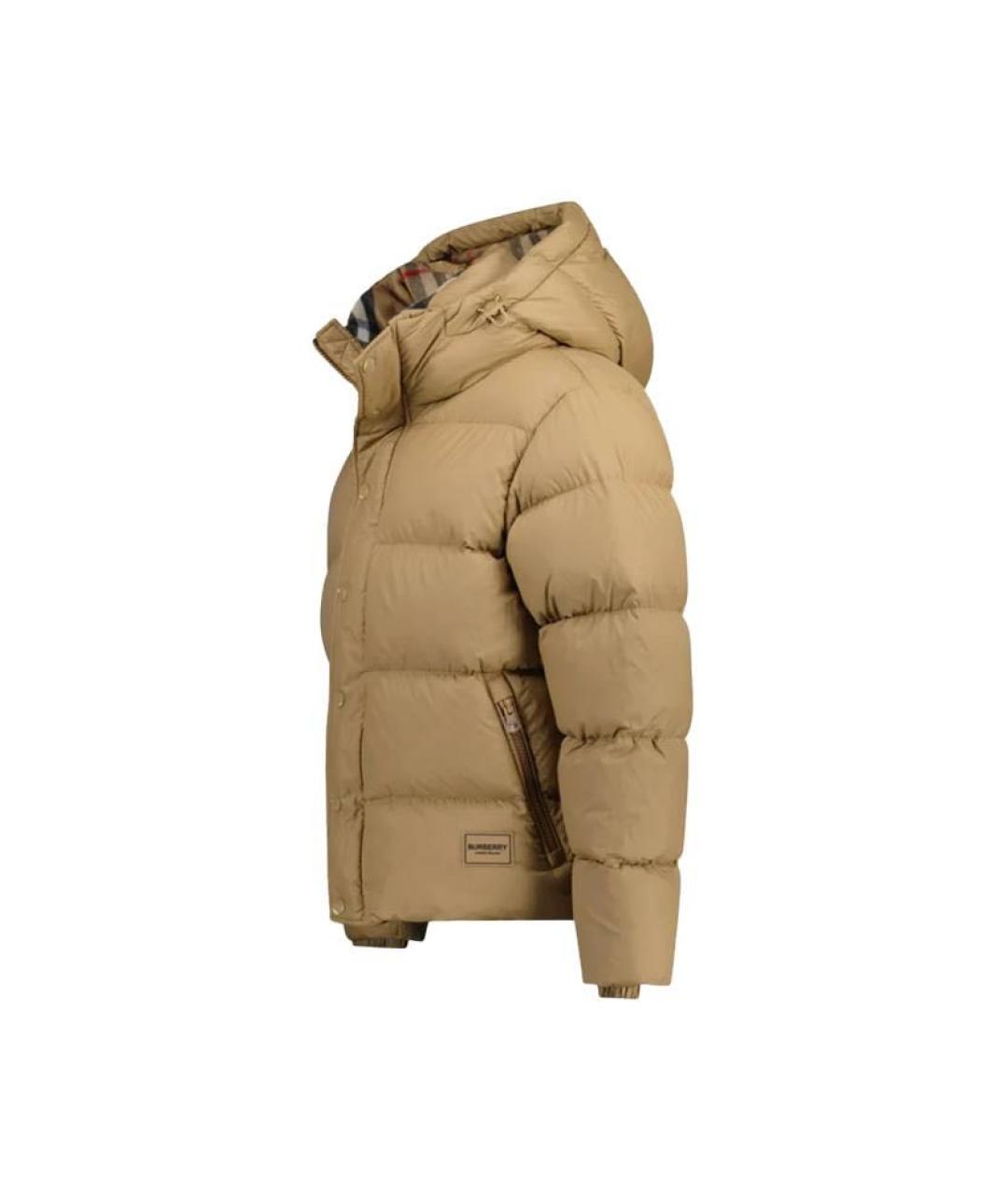 BURBERRY Бежевый полиэстеровый пуховик, фото 2