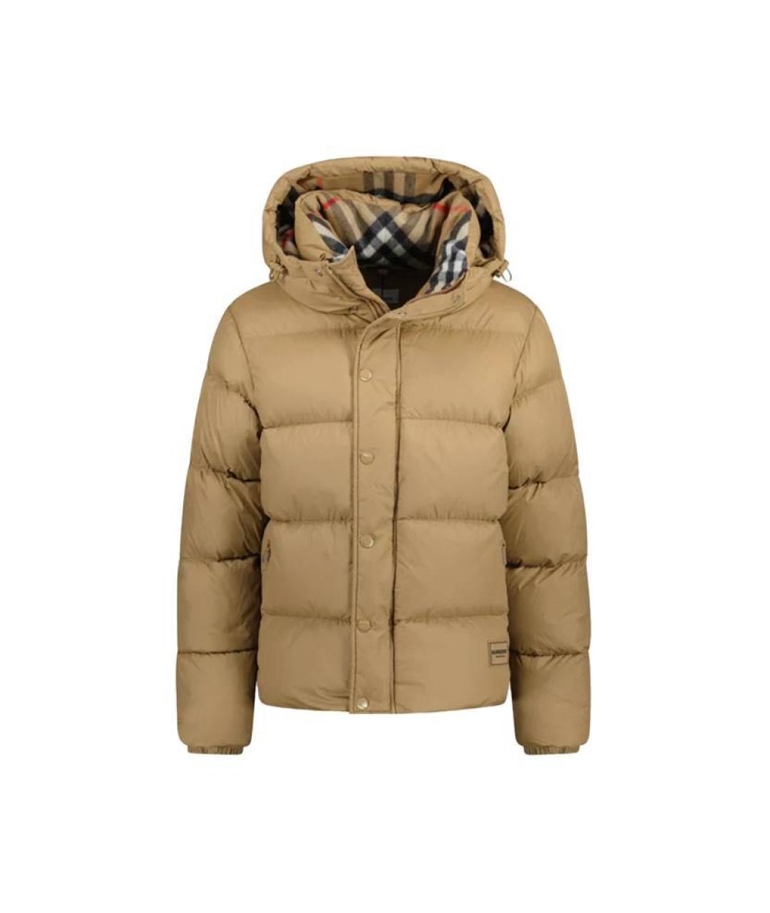 BURBERRY Бежевый полиэстеровый пуховик, фото 5