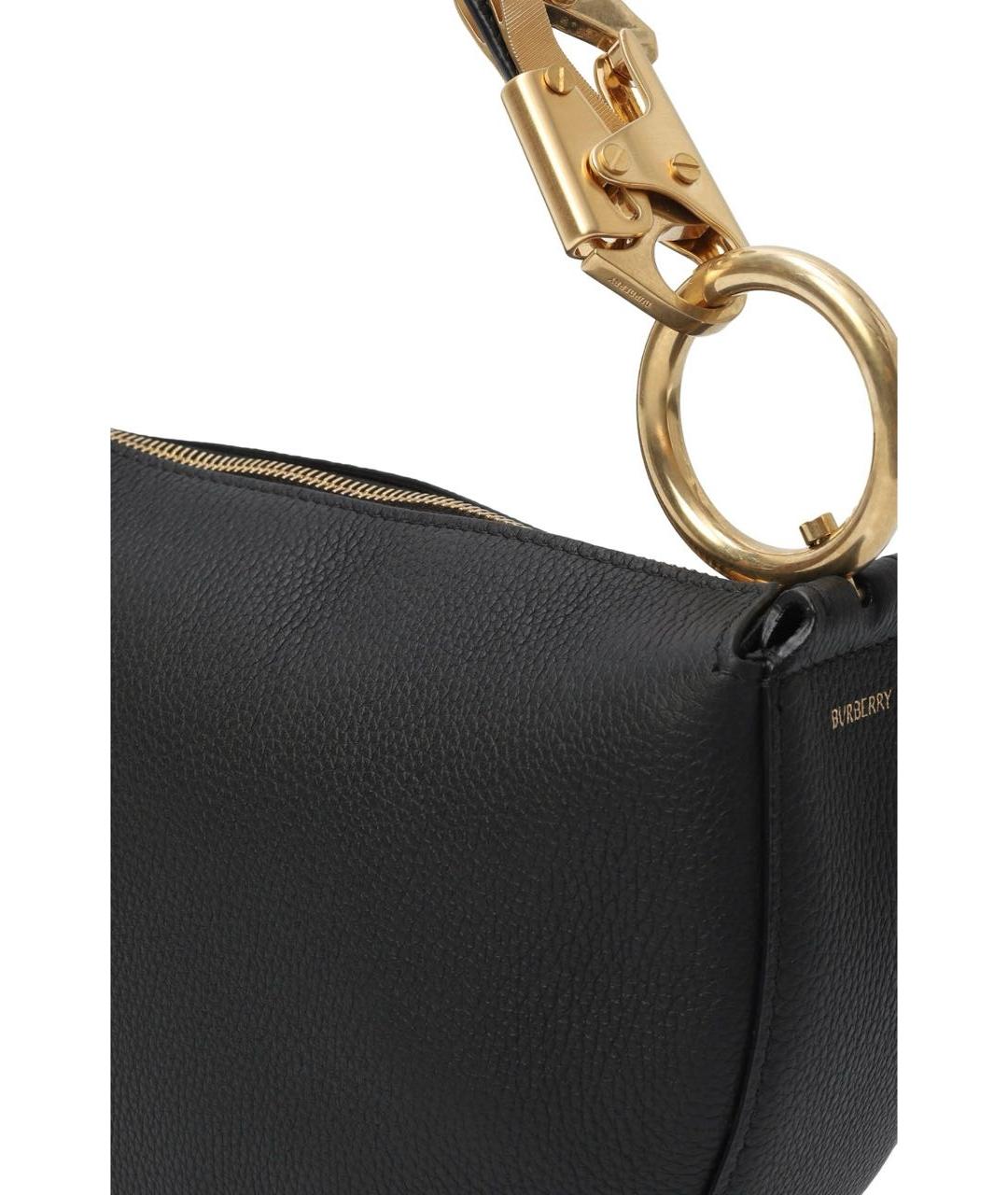 BURBERRY Черная кожаная сумка с короткими ручками, фото 2
