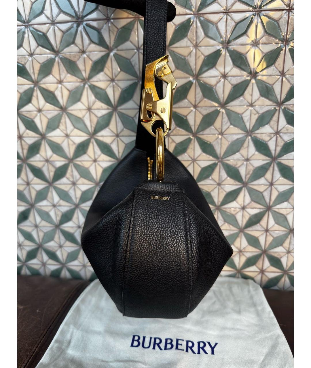 BURBERRY Черная кожаная сумка с короткими ручками, фото 8