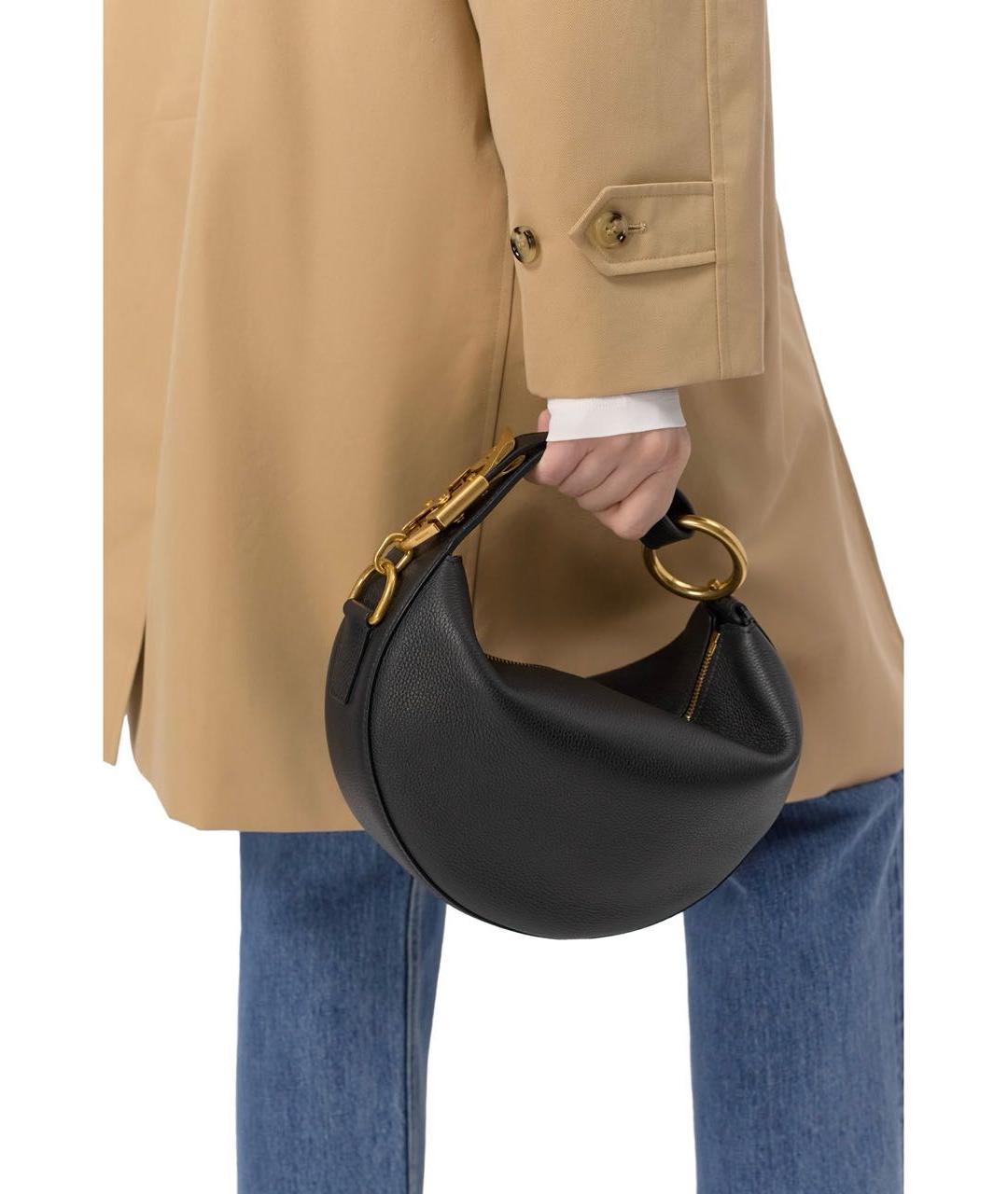 BURBERRY Черная кожаная сумка с короткими ручками, фото 5