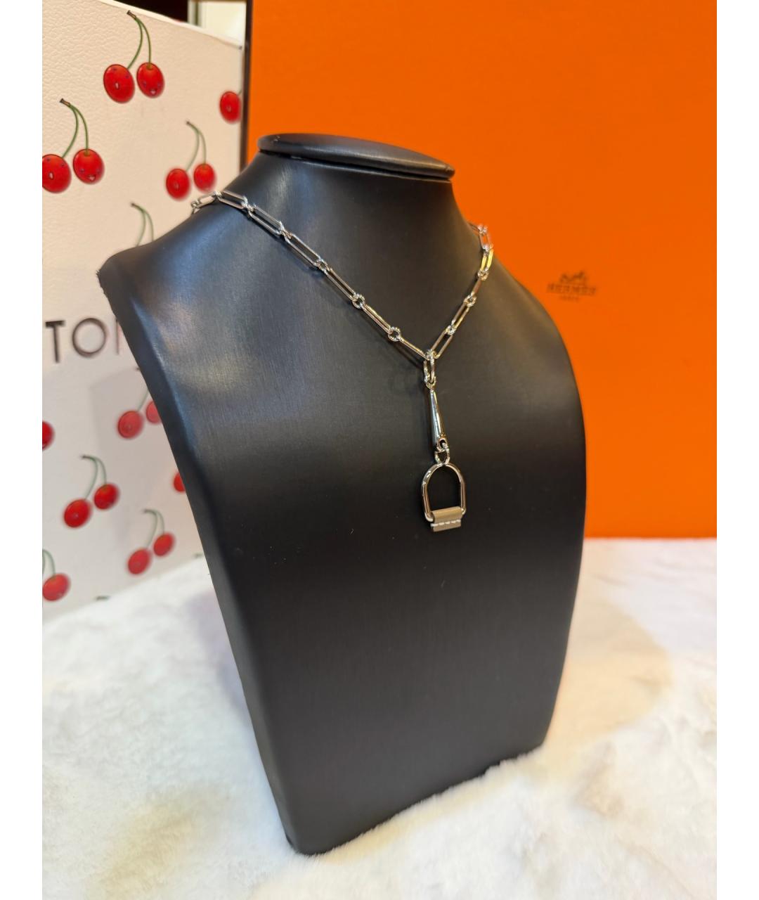 HERMES Серебряное металлическое колье, фото 2