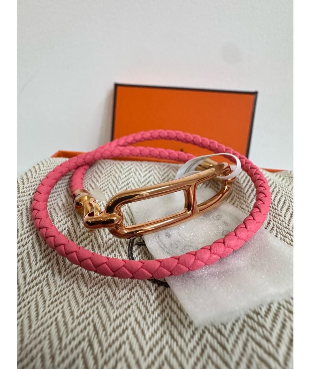 HERMES Розовый металлический браслет, фото 2