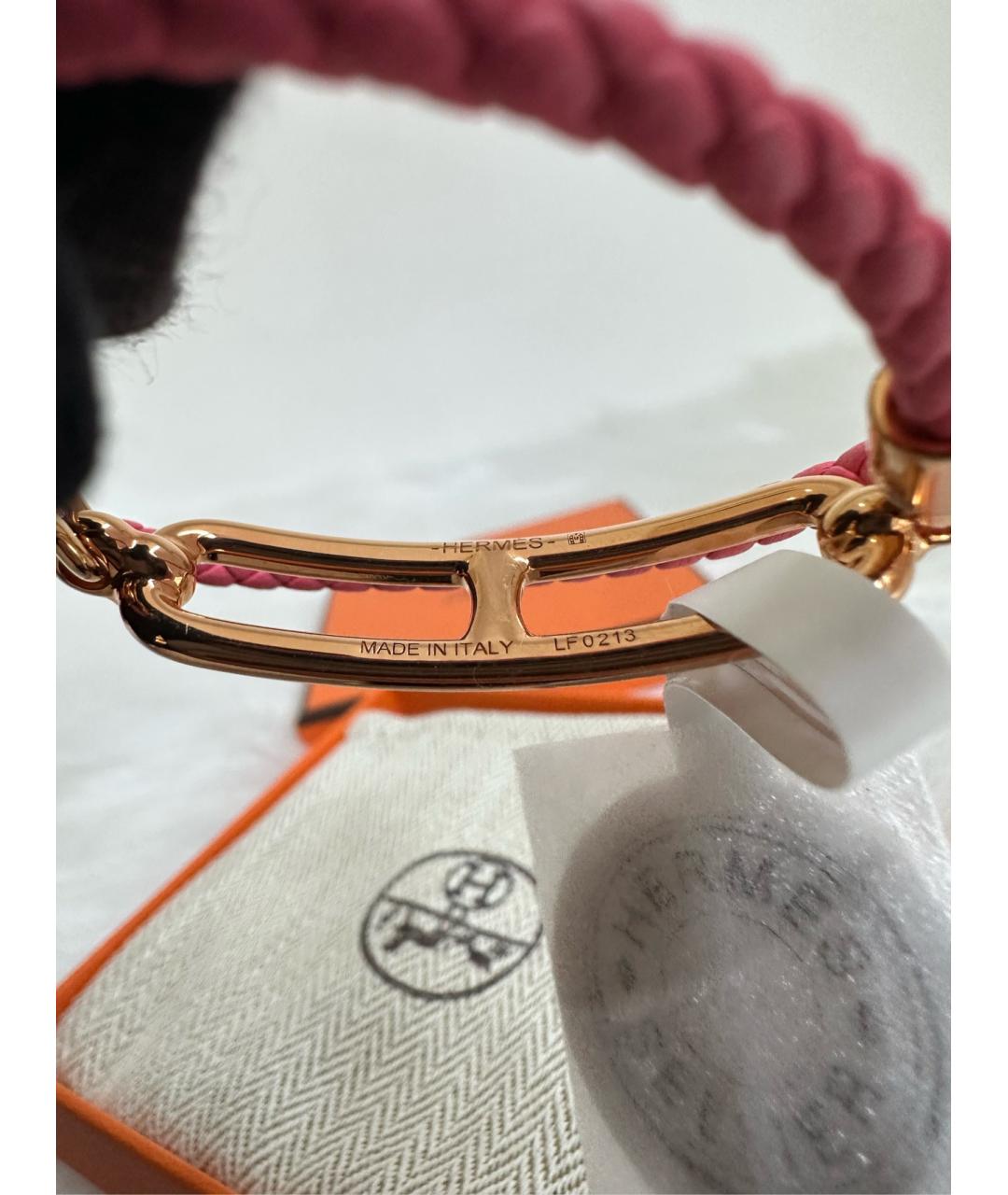 HERMES Розовый металлический браслет, фото 4