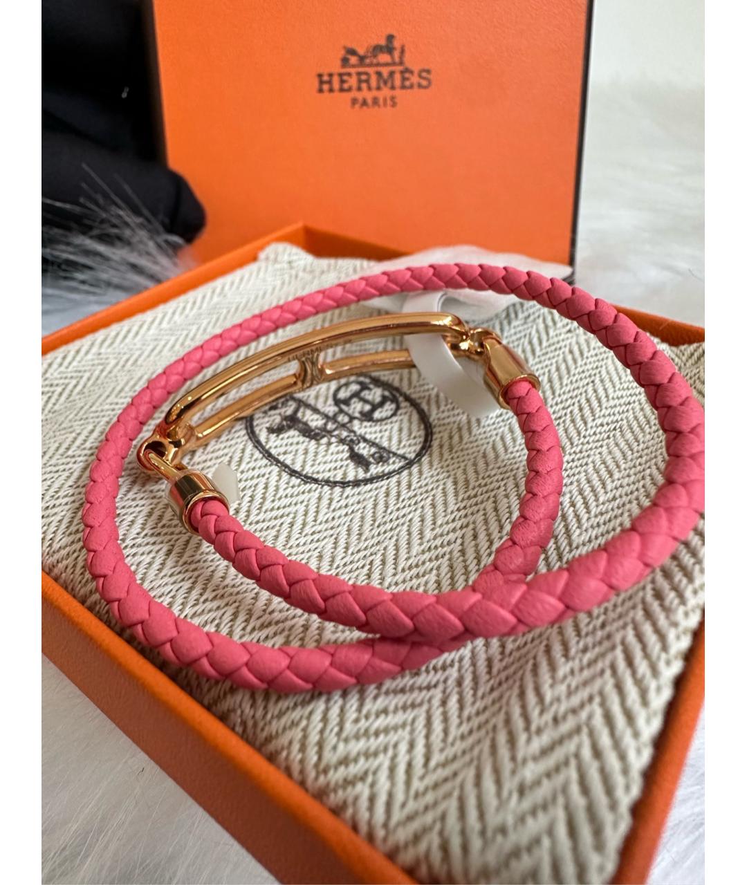 HERMES Розовый металлический браслет, фото 3