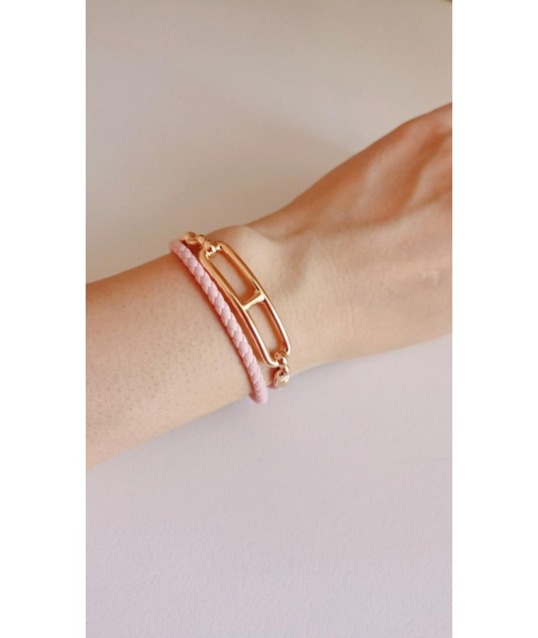 HERMES Розовый металлический браслет, фото 5