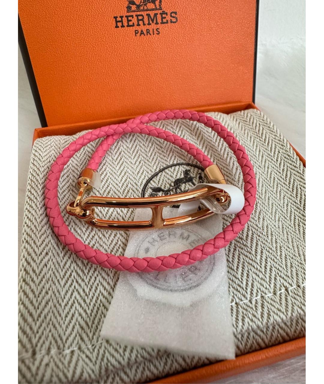 HERMES Розовый металлический браслет, фото 6