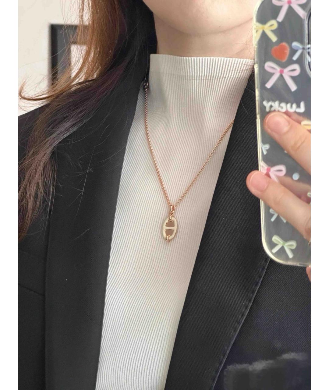 HERMES Золотая металлическая подвеска, фото 9