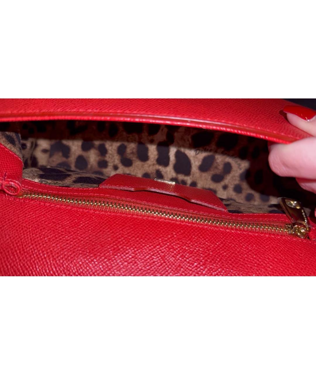 DOLCE&GABBANA Красная кожаная сумка с короткими ручками, фото 4