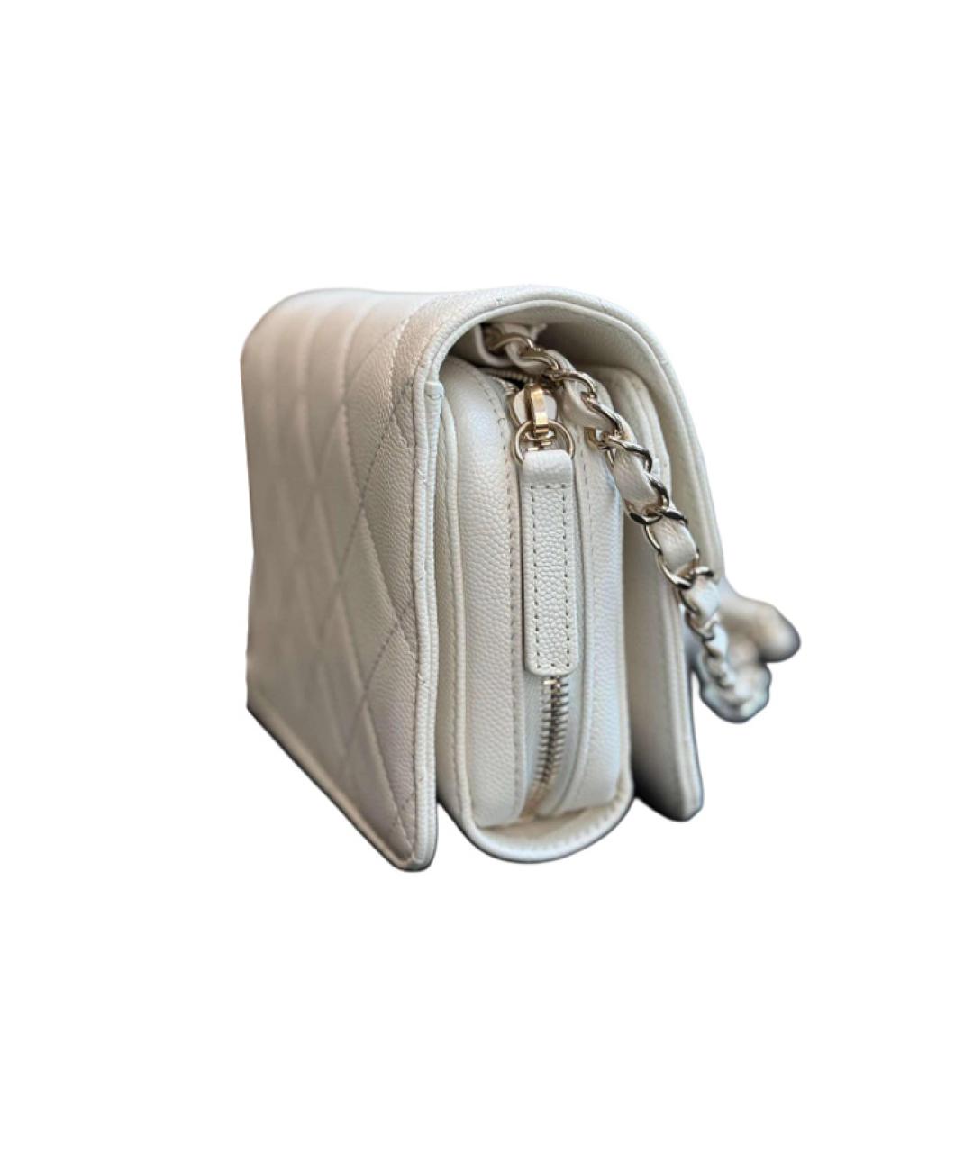 CHANEL Белая кожаная сумка через плечо, фото 2
